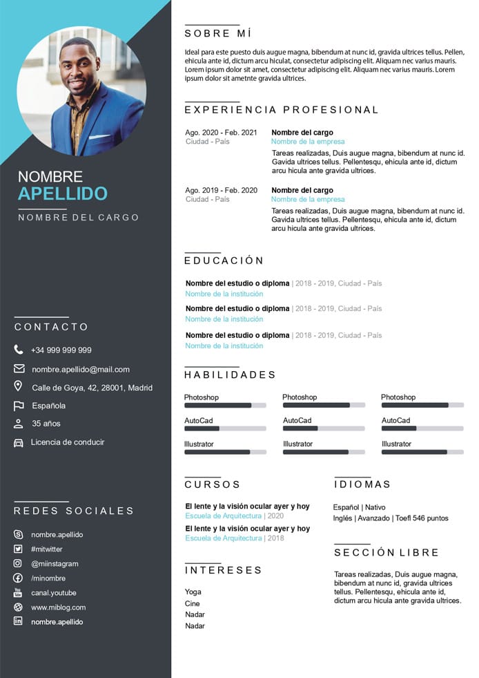 Ejemplo hoja de vida para empleo