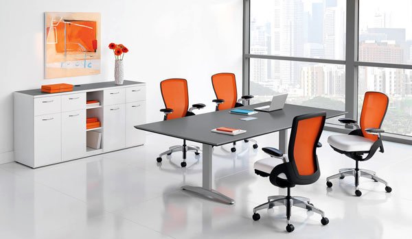 Muebles oficina rojos