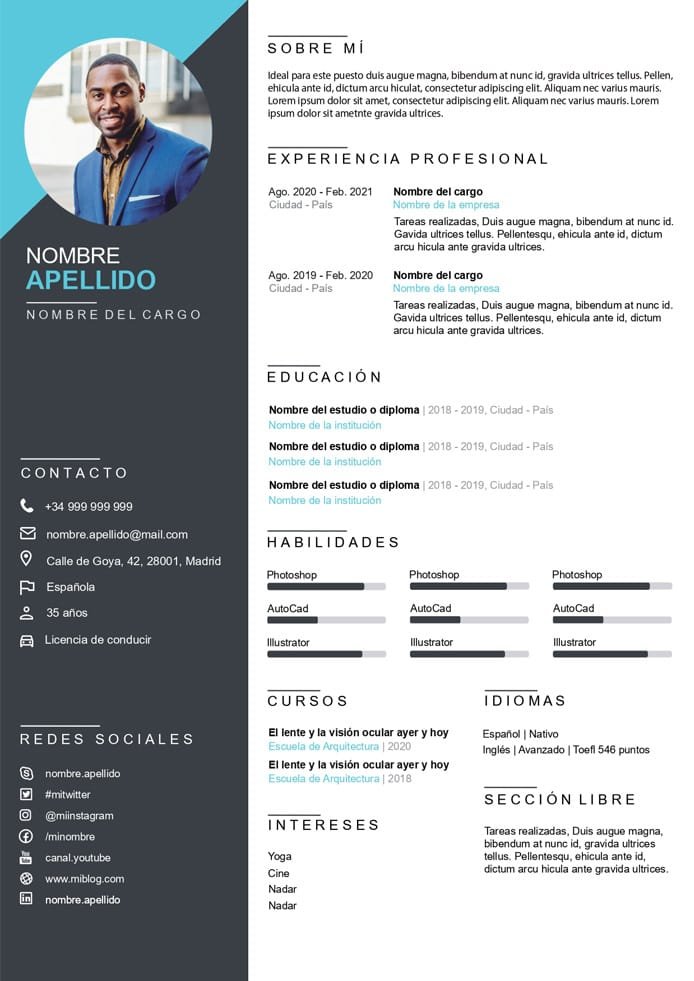 Ejemplo hoja de vida para empleo