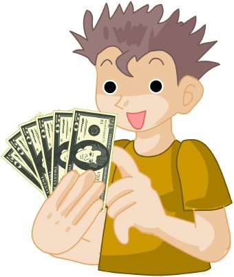 Dibjo joven con dinero en mano